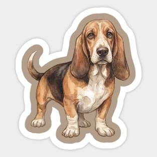 Basset Hound Dog Art Sticker